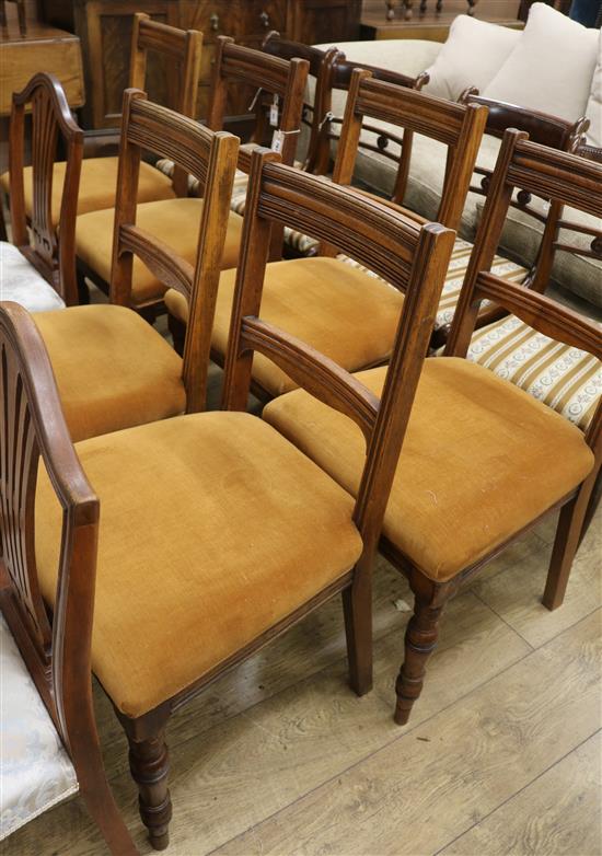 A set of six oak dining chairs